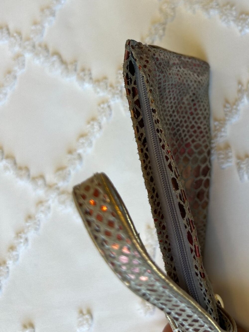 Arden B Leather Gold & Bronze Metallic Mini with Python Embossed Design - Picture 4 of 8